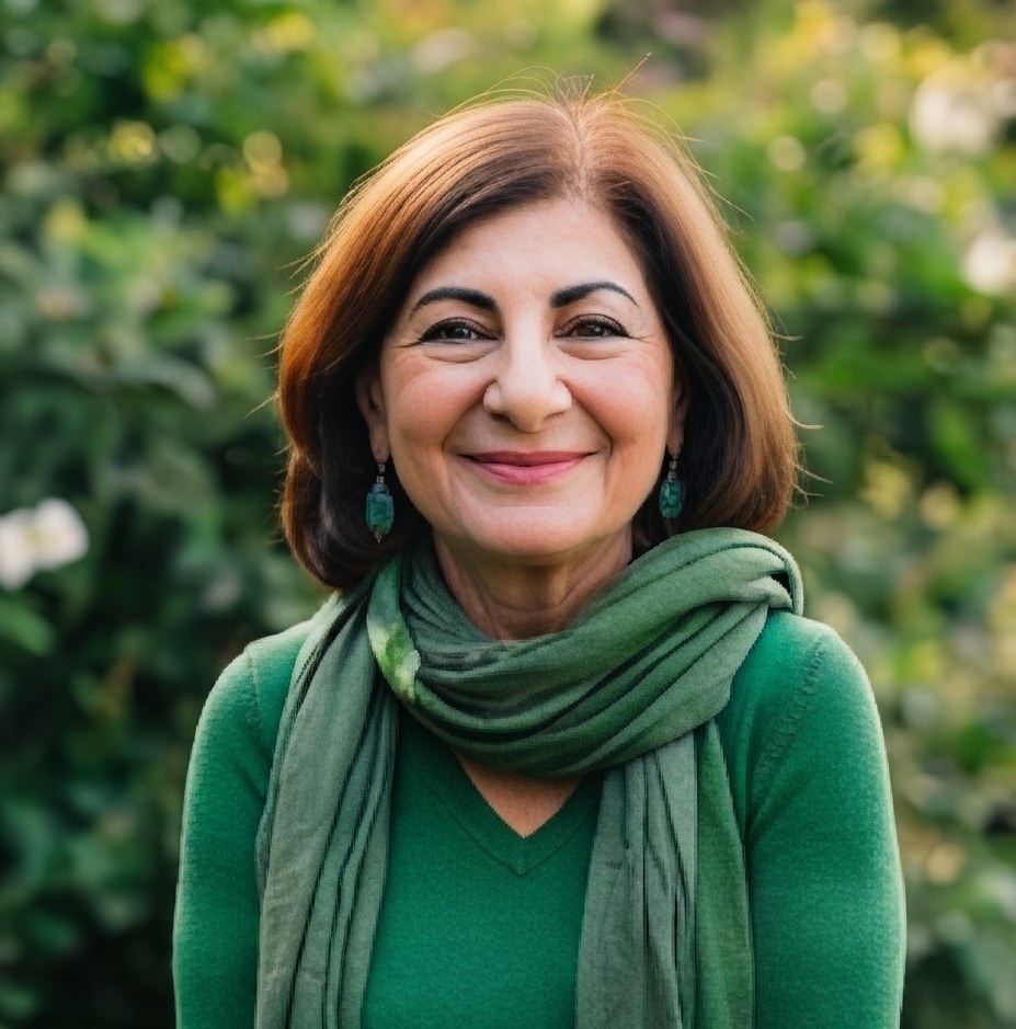 A smiling older woman outdoors